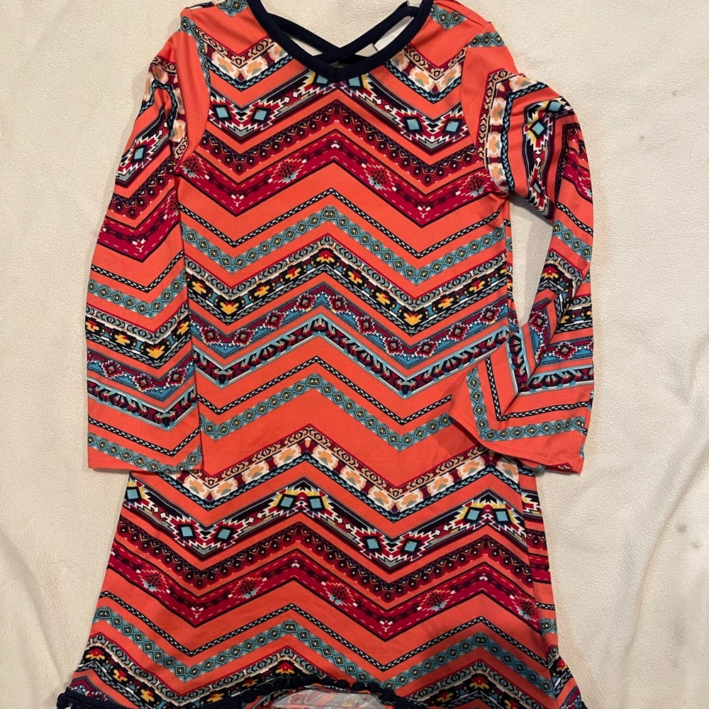 Rare Editions Youth Girl Size 6 Coral multicolor dress Size 6 EUC